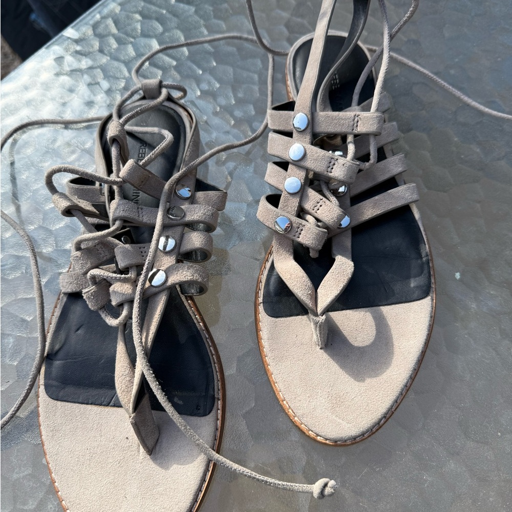 Rebecca Minkoff Tan Gladiator Sandals with Ankle Laces